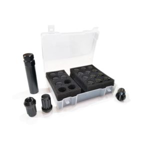 Гайка колесная (20 шт) "VECTOR" 12*1,5*33 (черные / с ключом)